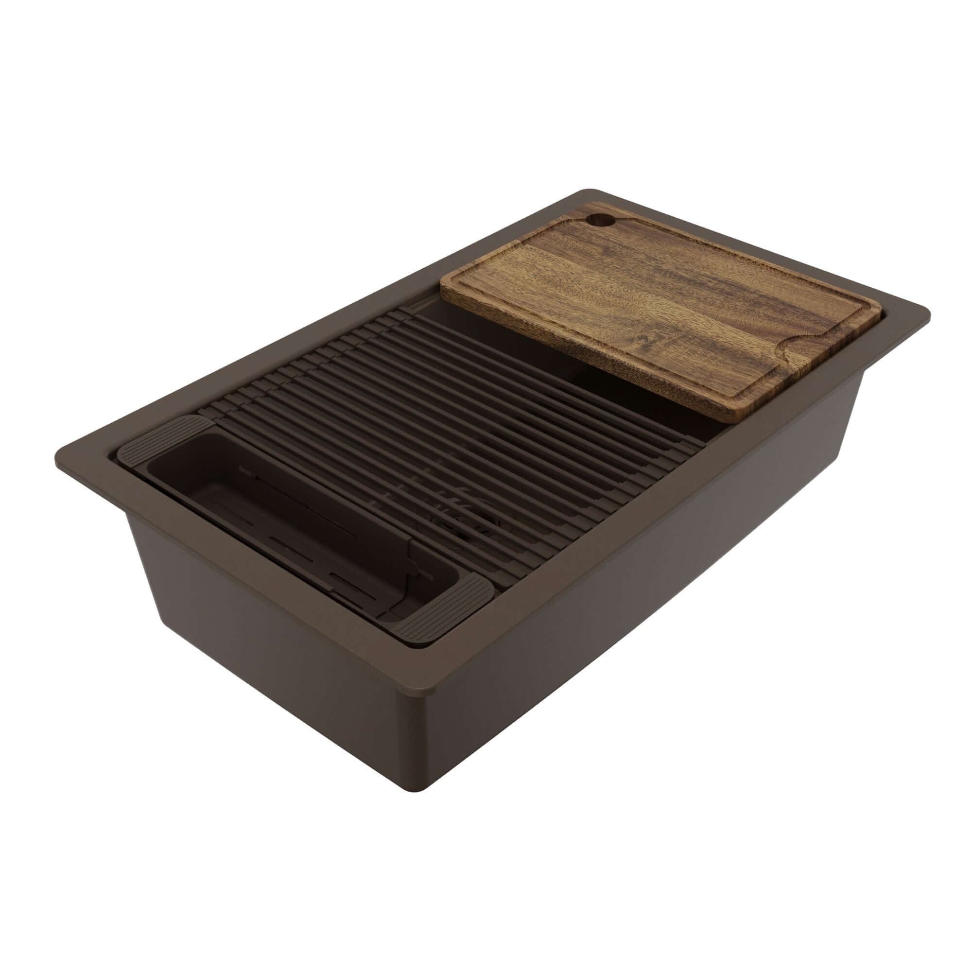 Karran 32 quartz composite workstation kitchen sink brown product image