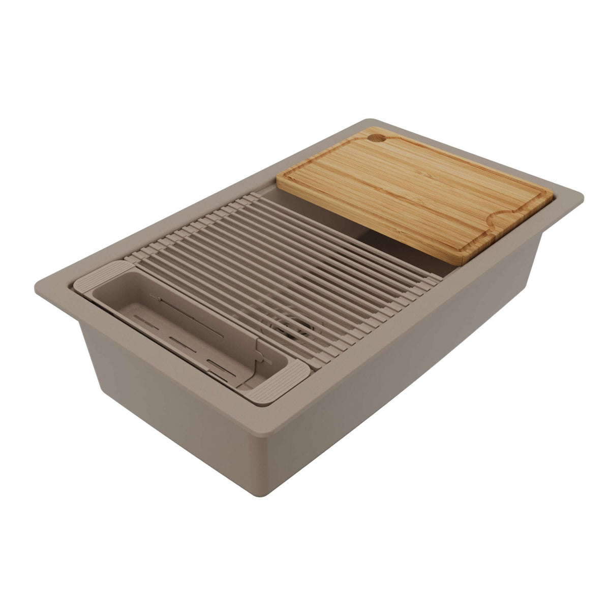Karran 32 quartz composite workstation kitchen sink concrete product image