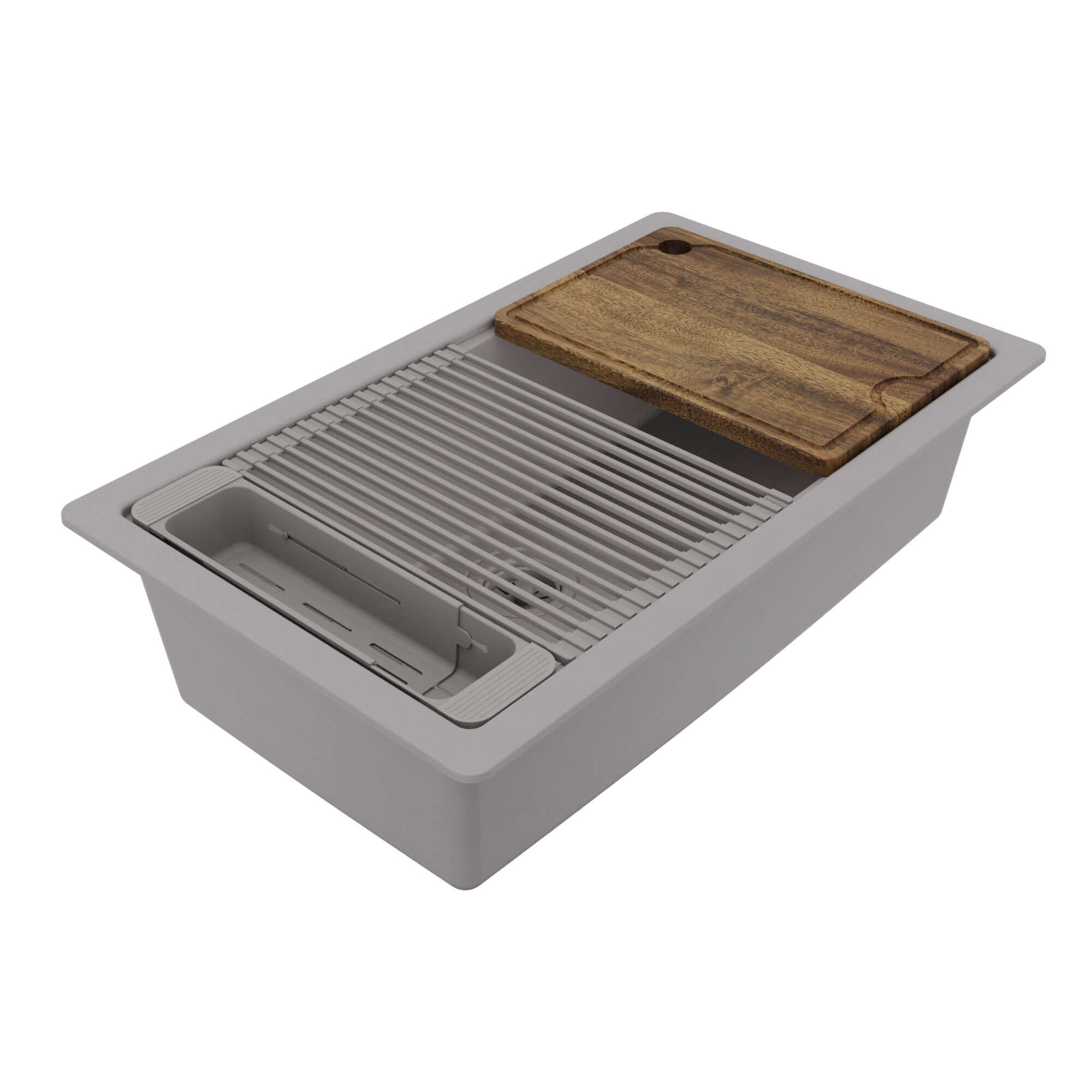 Karran 32 quartz composite workstation kitchen sink grey product image