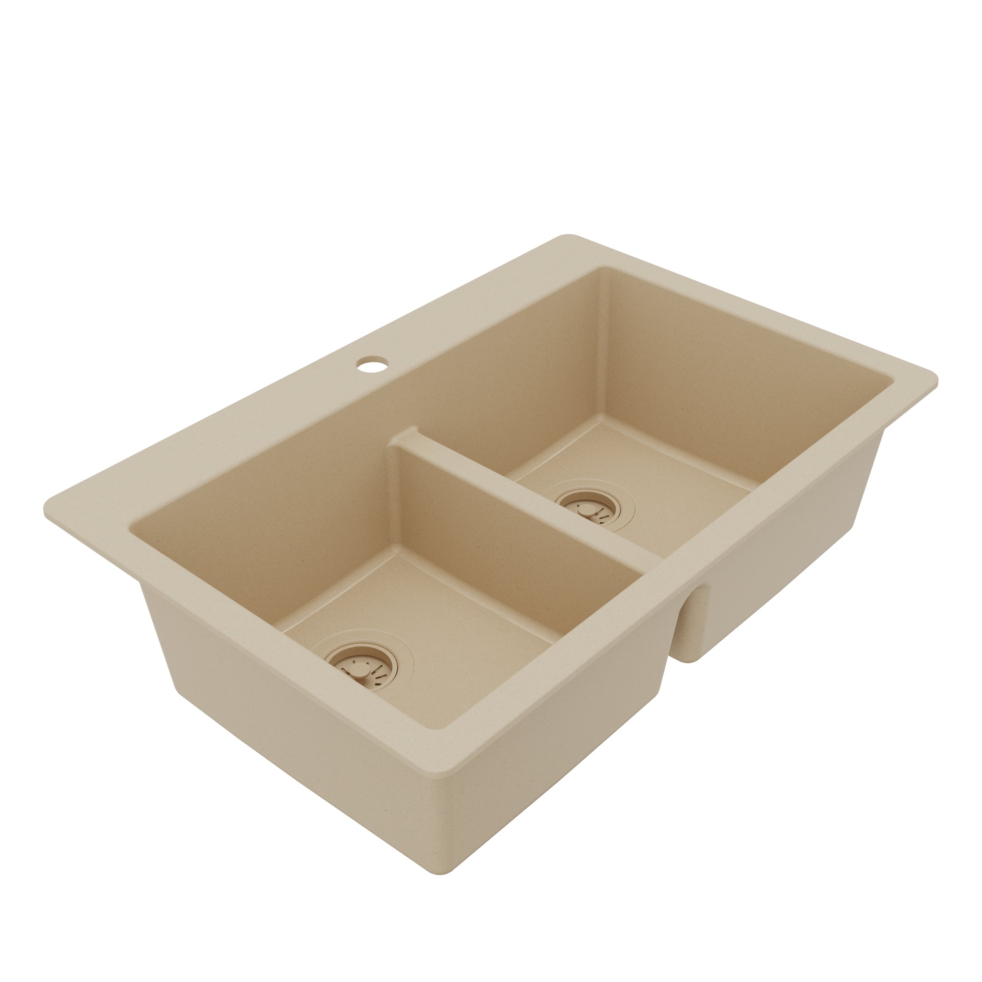 Alternative View of Karran 33" Drop In/Topmount Quartz Composite Kitchen Sink, 50/50 Double Bowl, Bisque, QT-810-BI