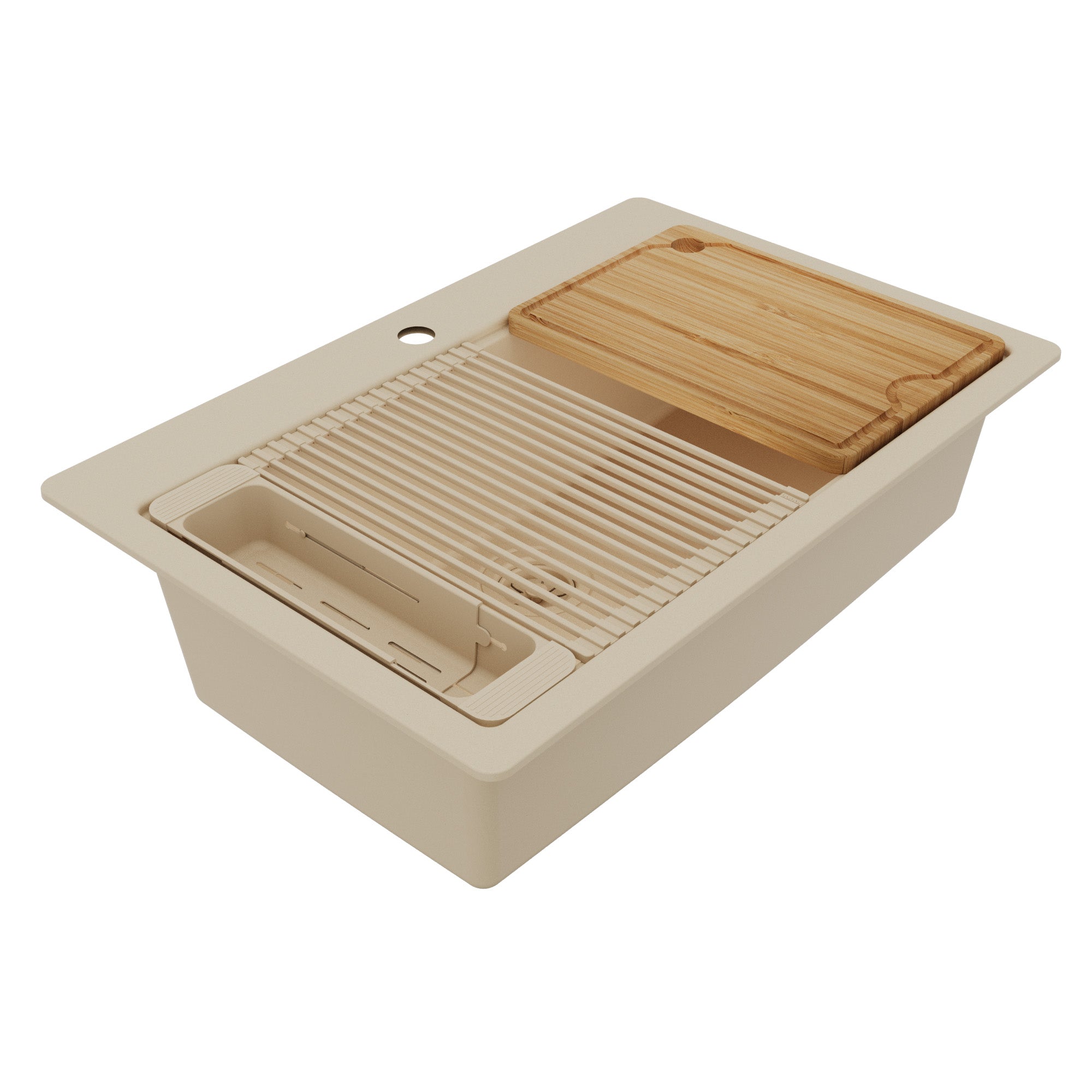 Karran 33 quartz composite workstation kitchen sink bisque product image
