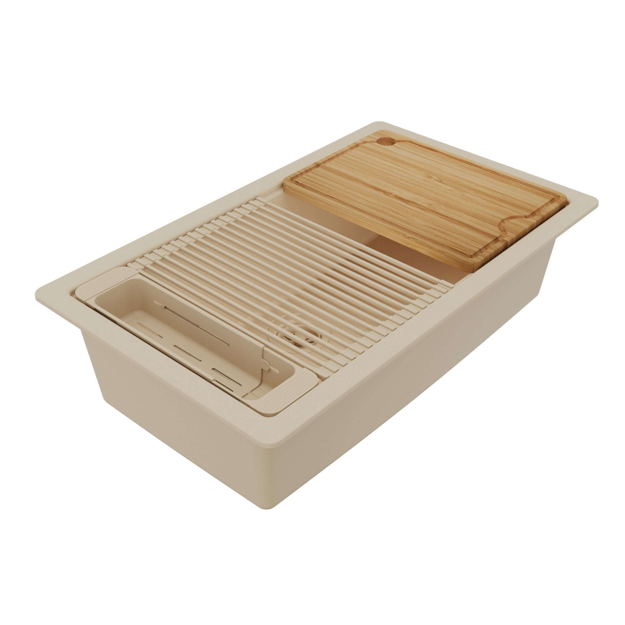 Karran 32 quartz composite workstation kitchen sink bisque product image