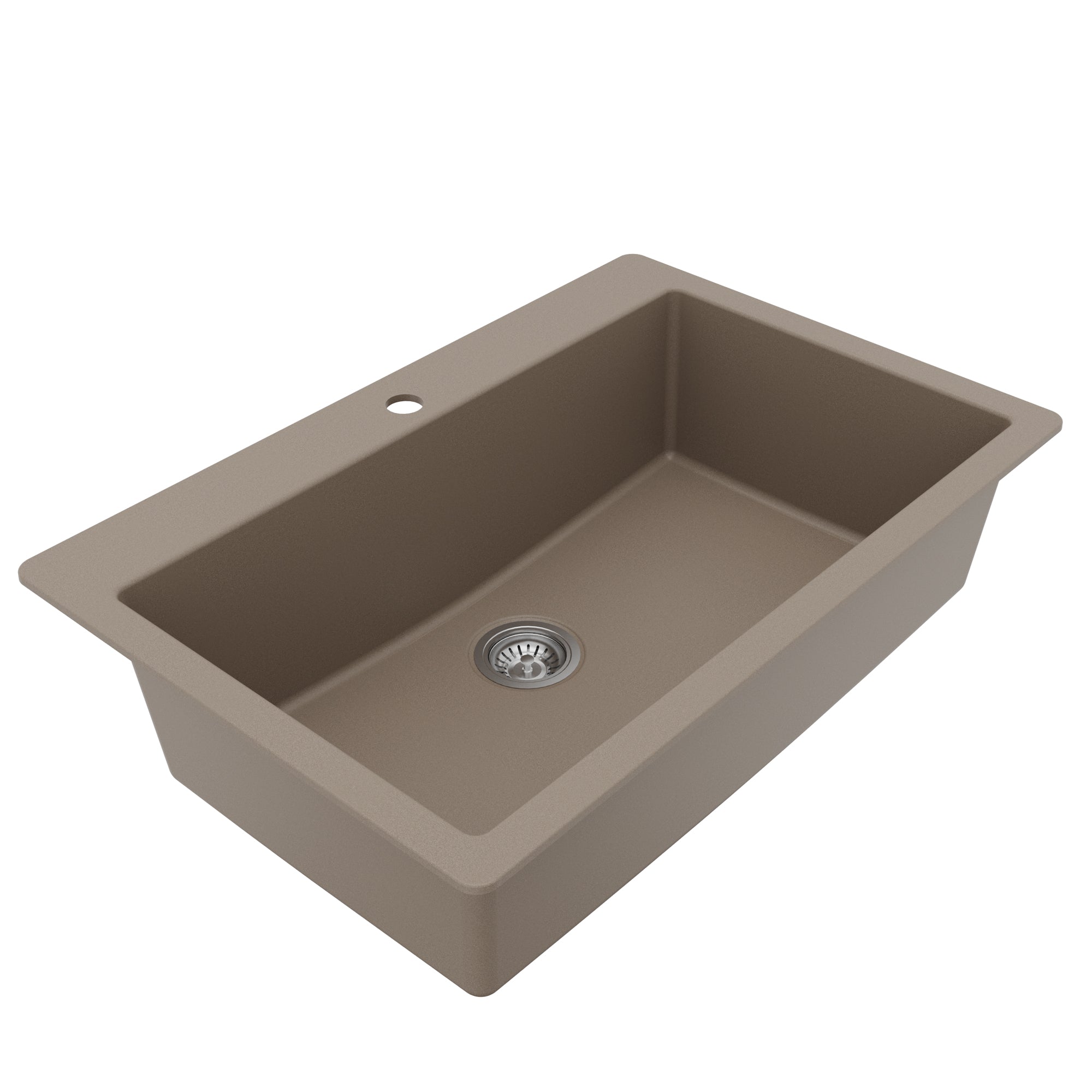 Alternative View of Karran 33" Drop In/Topmount Quartz Composite Kitchen Sink with Accessories, Concrete, QT-812-CN-PK1