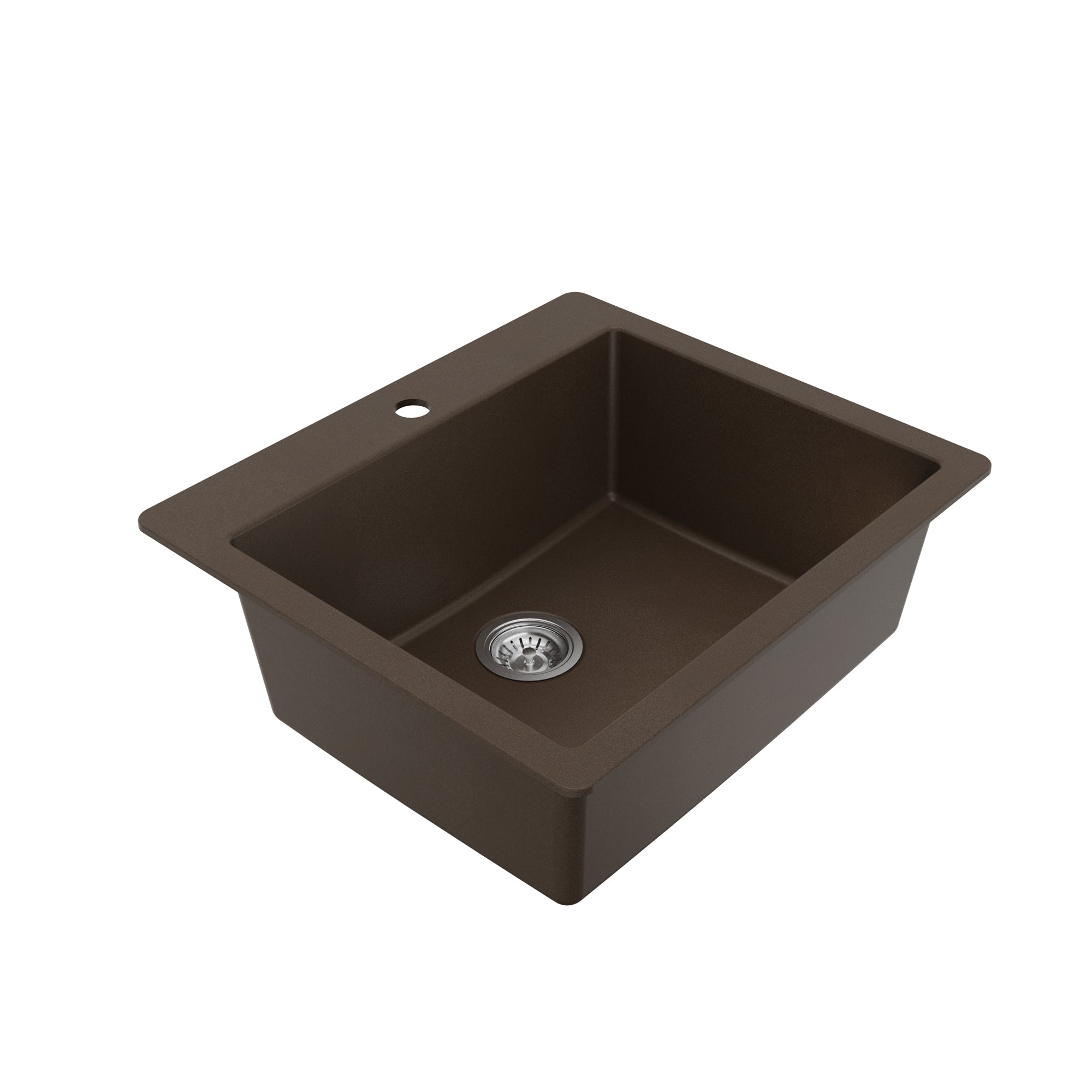 Alternative View of Karran 25" Drop In/Topmount Quartz Composite Kitchen Sink with Accessories, Brown, QT-820-BR-PK1