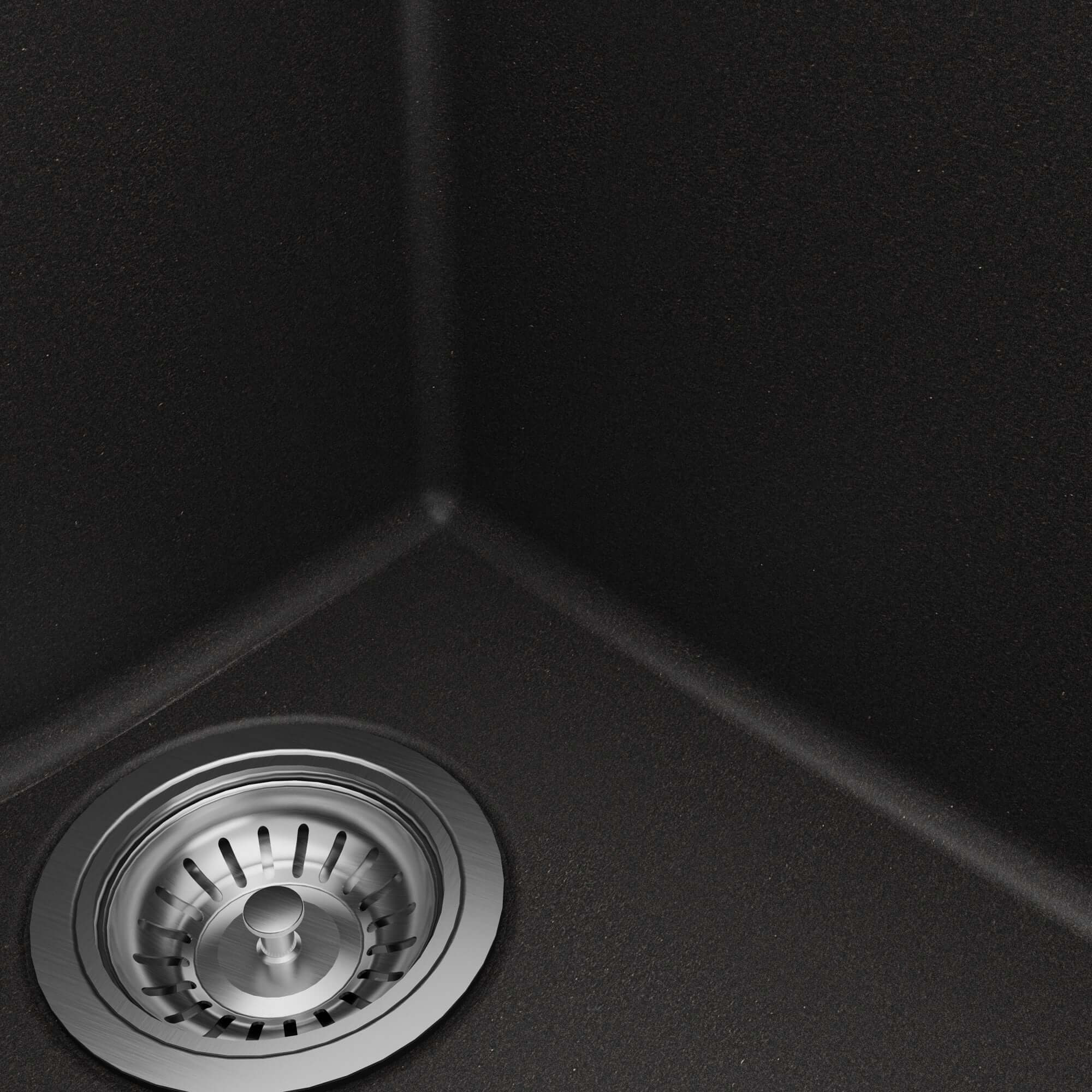 Alternative View of Karran 32" Undermount Quartz Composite Kitchen Sink with Accessories, 60/40 Double Bowl, Black, QU-811-BL-PK1