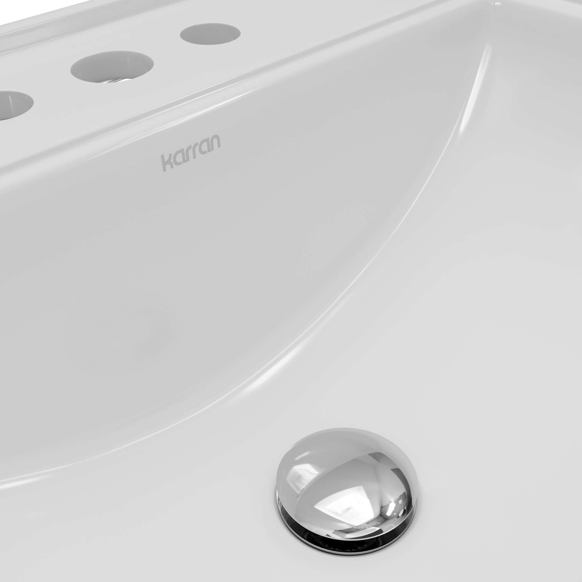 Karran Valera 18.25" x 23" Rectangular Drop In/Topmount Vitreous China ADA Bathroom Sink, White, VC-208-WH