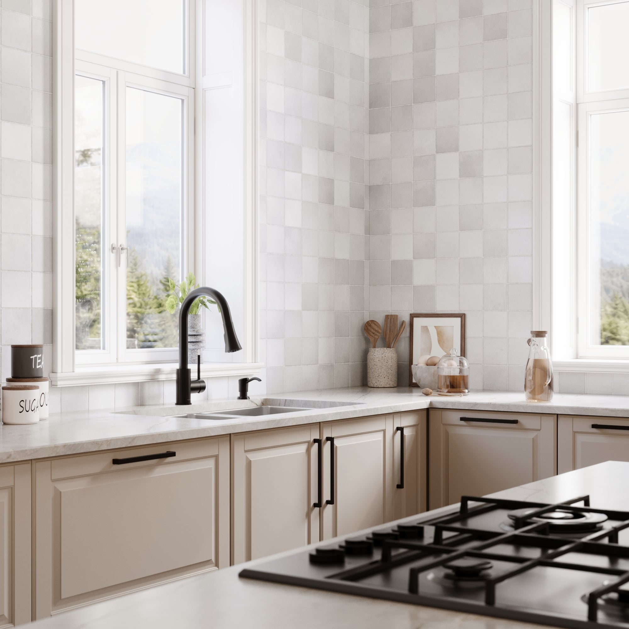 Karran lansen 32 stainless steel kitchen sink 50/50 double bowl lifestyle image