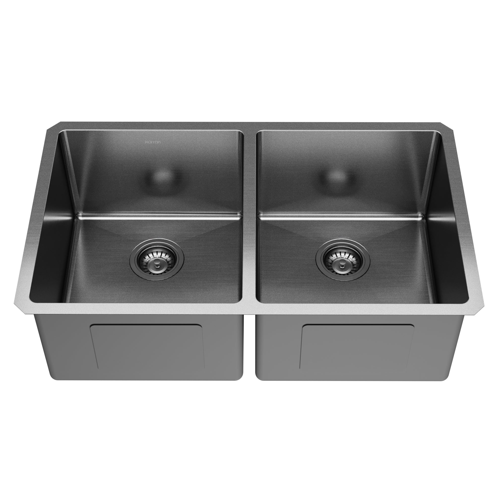 Karran elite 32 stainless steel kitchen sink 50/50 double bowl gunmetal black product image