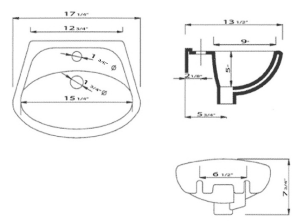 Alternate Image for ALFI White Small Porcelain Wall Mount Basin with Overflow, AB106