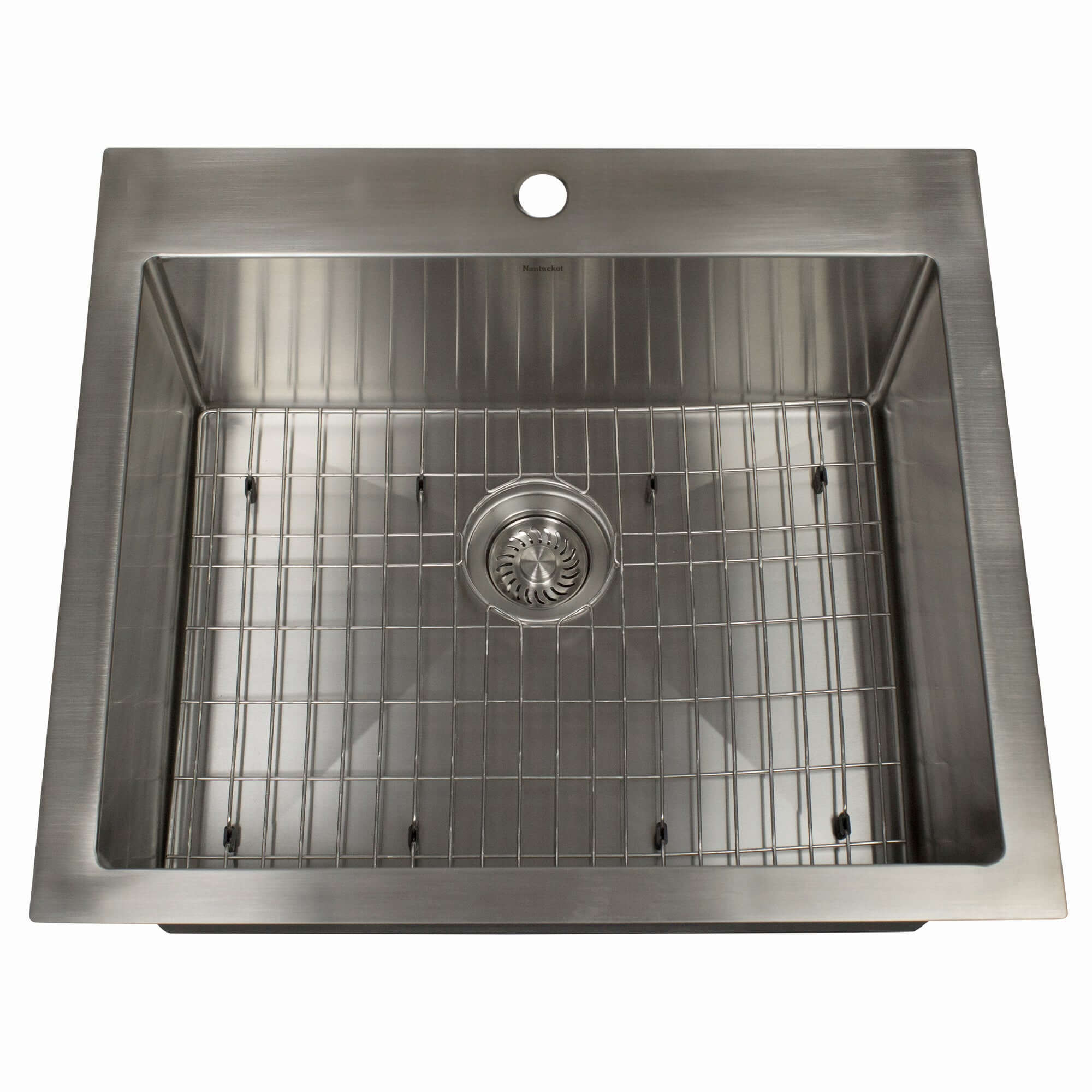 Nantucket Sinks All Weather 25" Drop In/Topmount 316 Marine Grade Stainless Steel Kitchen Sink with Accessories, 16 Gauge, AW2522-16
