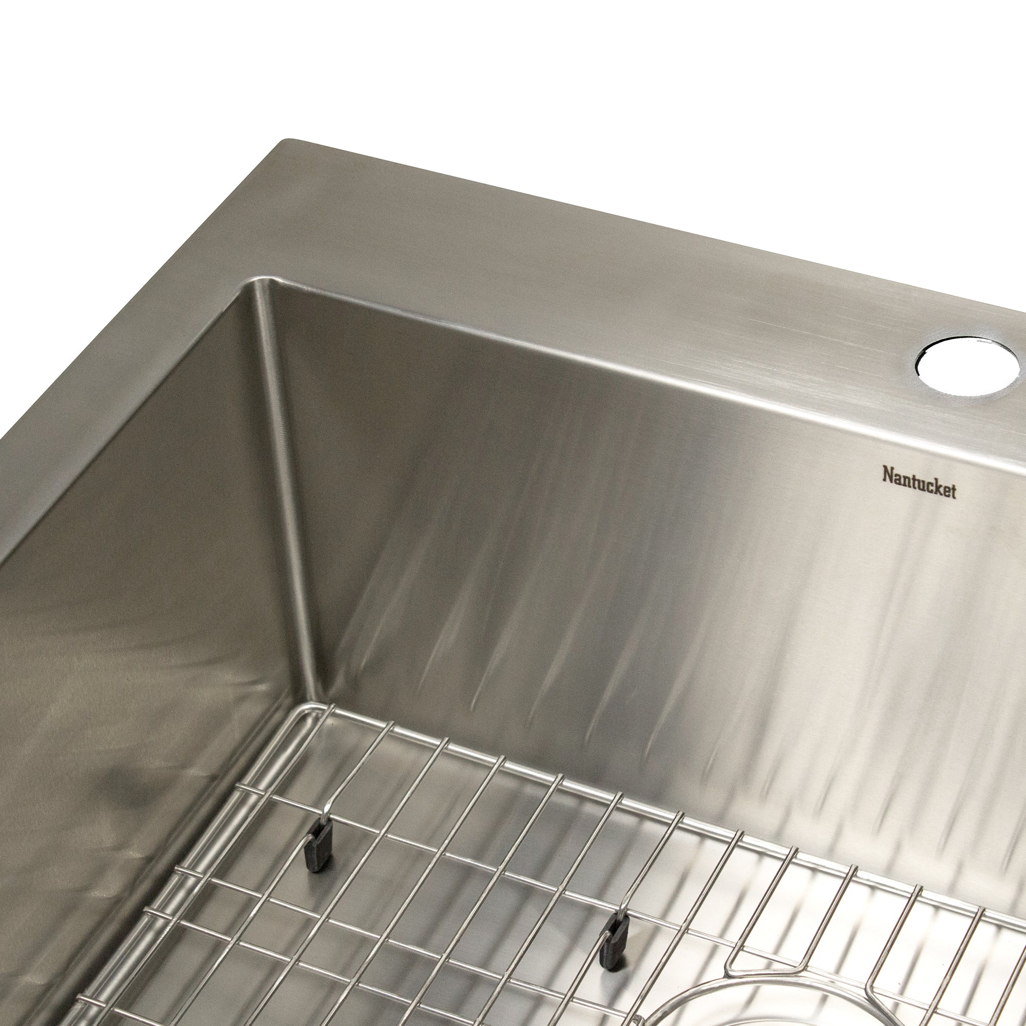 Nantucket Sinks All Weather 25" Drop In/Topmount 316 Marine Grade Stainless Steel Kitchen Sink with Accessories, 16 Gauge, AW2522-16