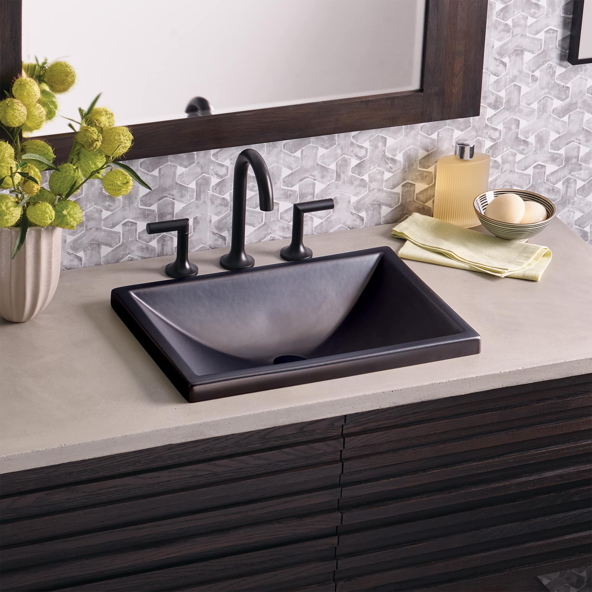 Native Trails Amara 20" x 14" Rectangle Fireclay Bathroom Sink, Gunmetal, PML2014-M