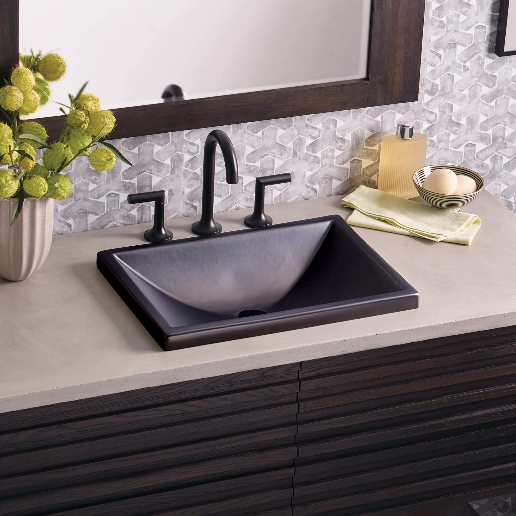 Alternate Image for Native Trails Amara 20" x 14" Rectangle Fireclay Bathroom Sink, Gunmetal, PML2014-M