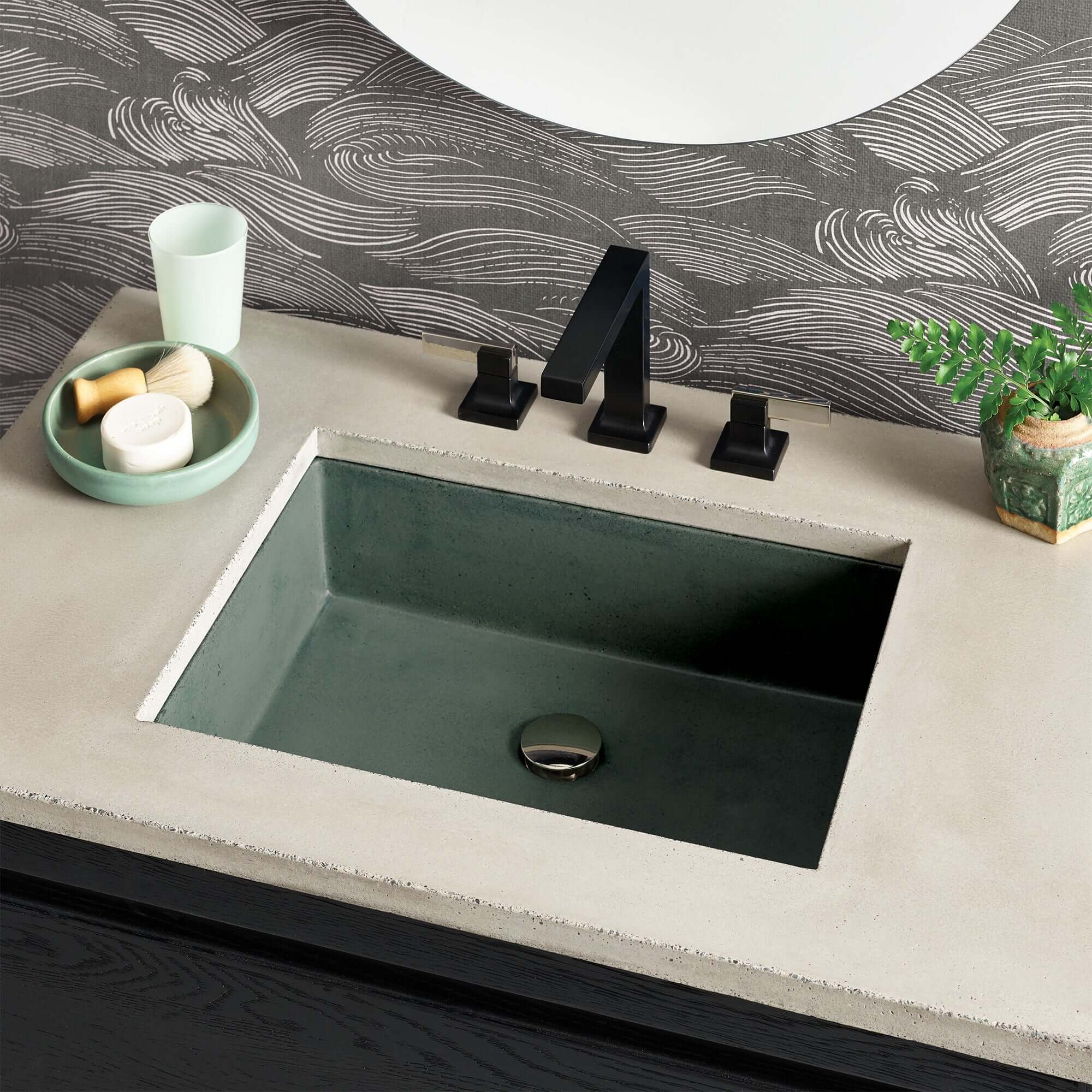 Native Trails Anacapa 21" x 15.5" Rectangle Undermount NativeStone Concrete ADA Bathroom Sink, Forest, NSL2116-F