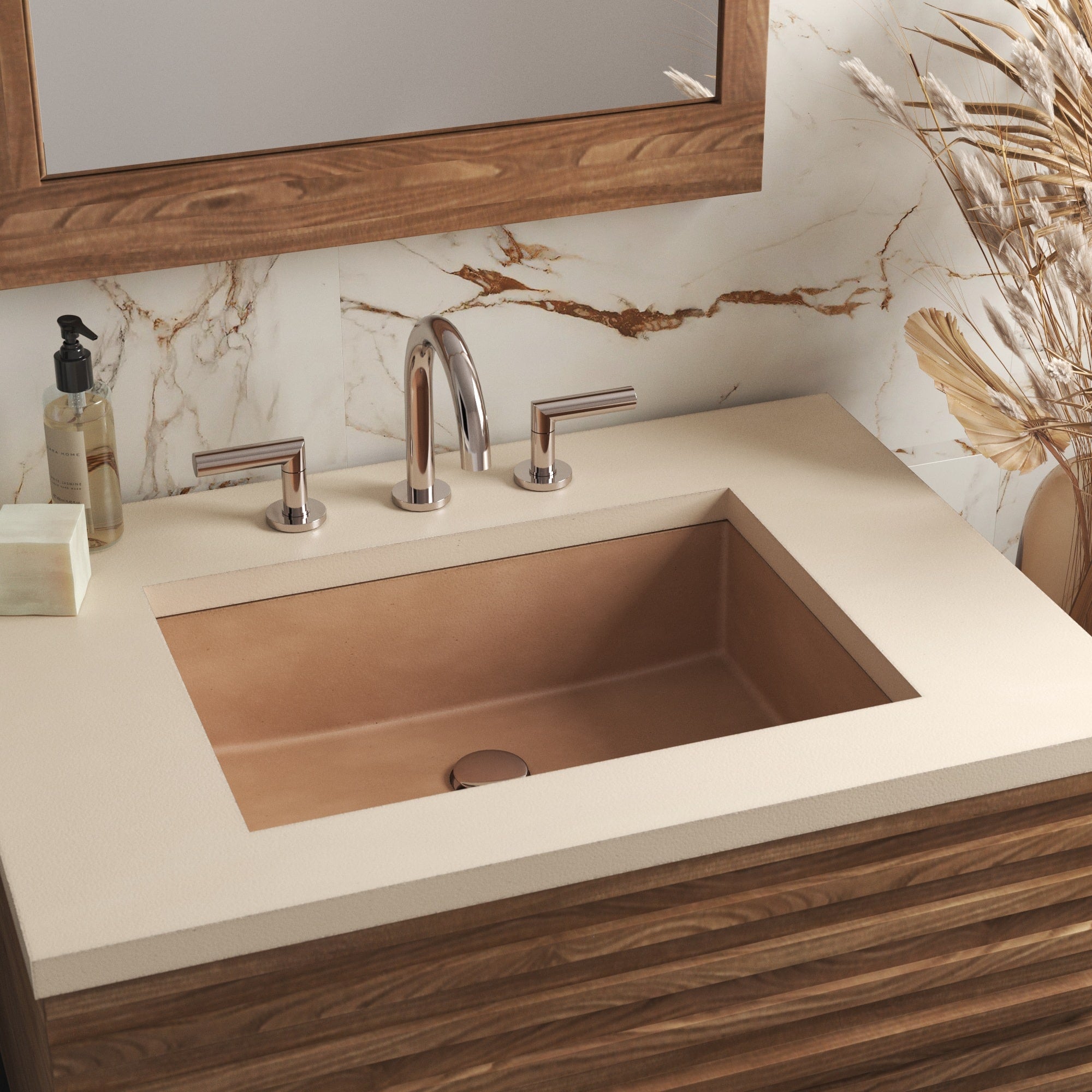 Native Trails Anacapa 21" x 15.5" Rectangle Undermount NativeStone Concrete ADA Bathroom Sink, Terracotta, NSL2116-T