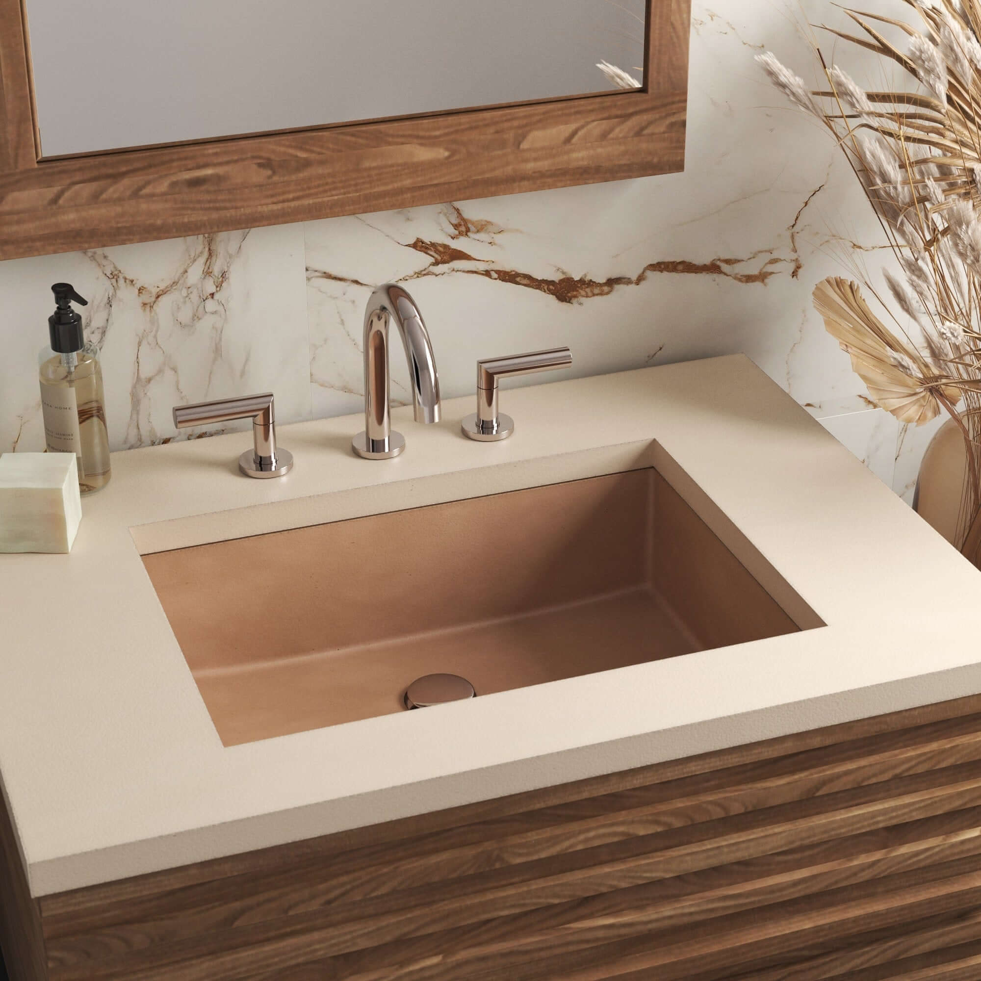 Native Trails Anacapa 21" x 15.5" Rectangle Undermount NativeStone Concrete ADA Bathroom Sink, Terracotta, NSL2116-T
