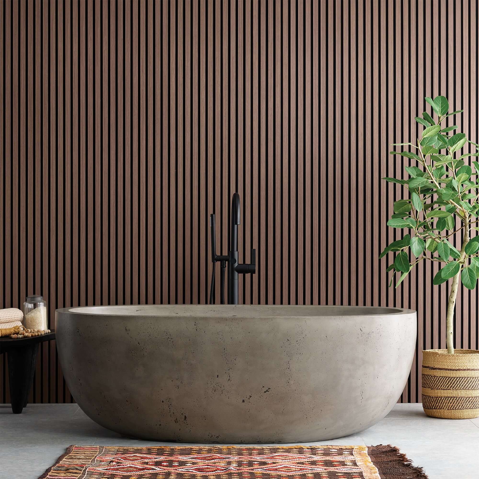 Native Trails 66" NativeStone Concrete Avalon Freestanding Bathtub, Ash, NST6636-A