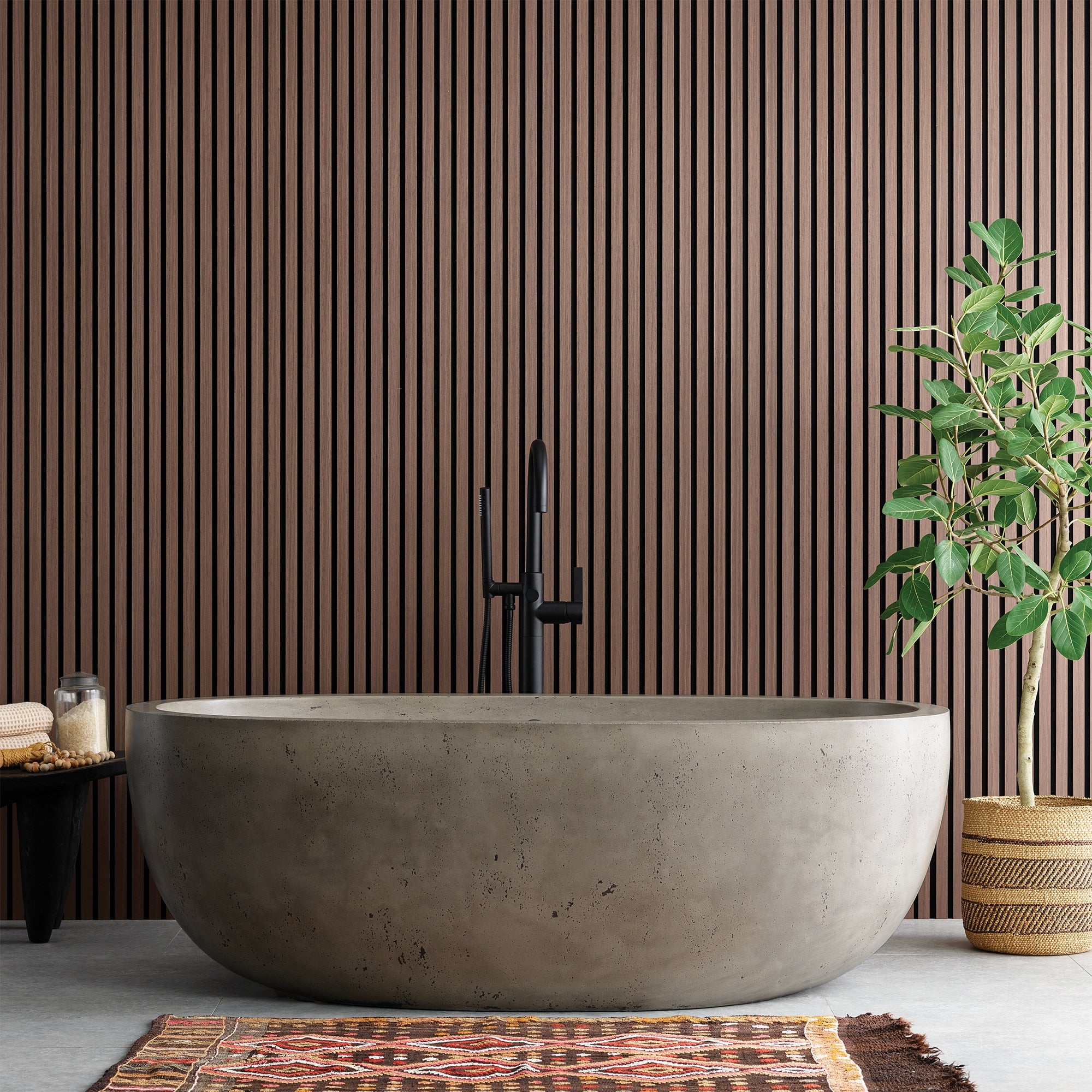 Native Trails 66" NativeStone Concrete Avalon Freestanding Bathtub, Ash, NST6636-A