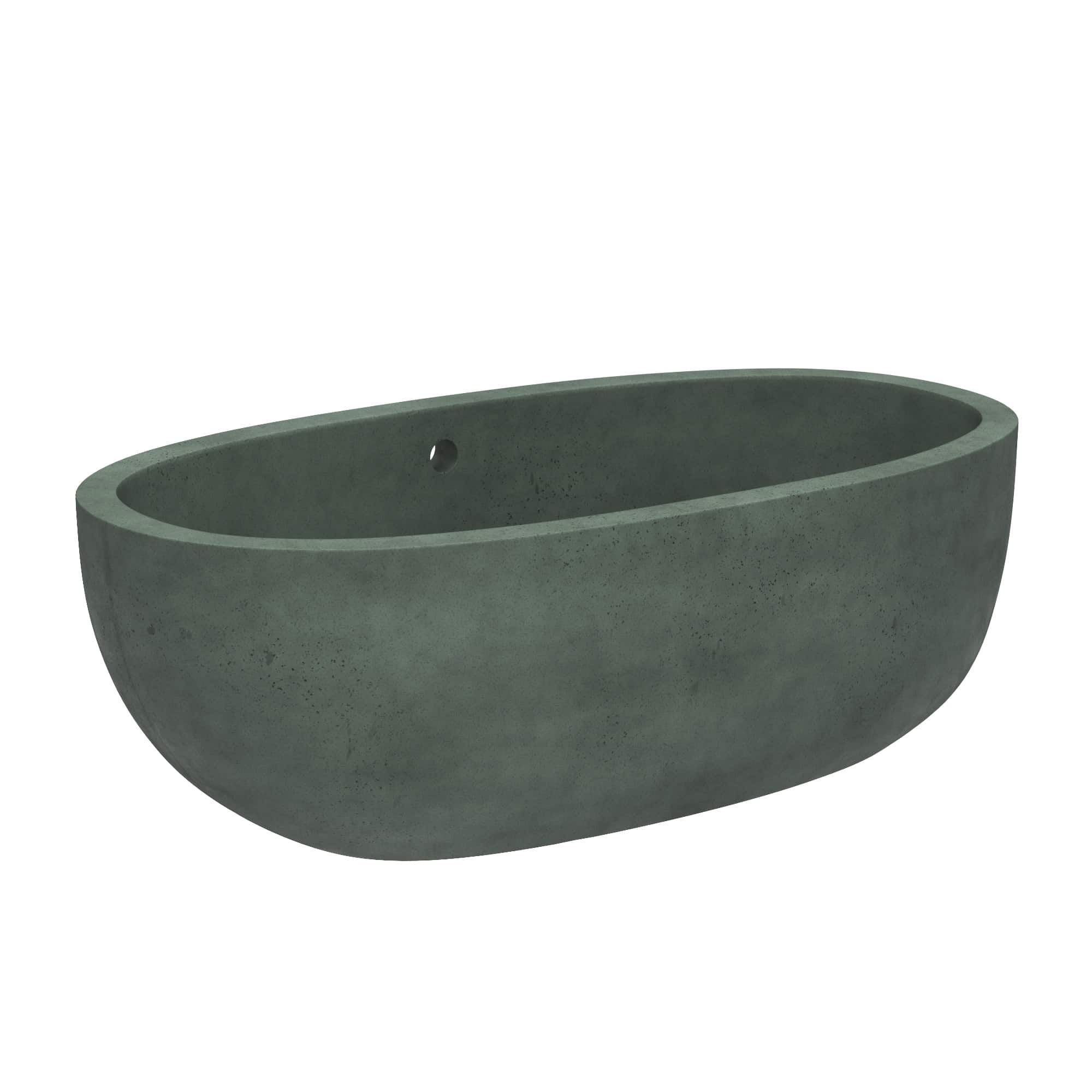 Native Trails 66" NativeStone Concrete Avalon Freestanding Bathtub, Forest, NST6636-F