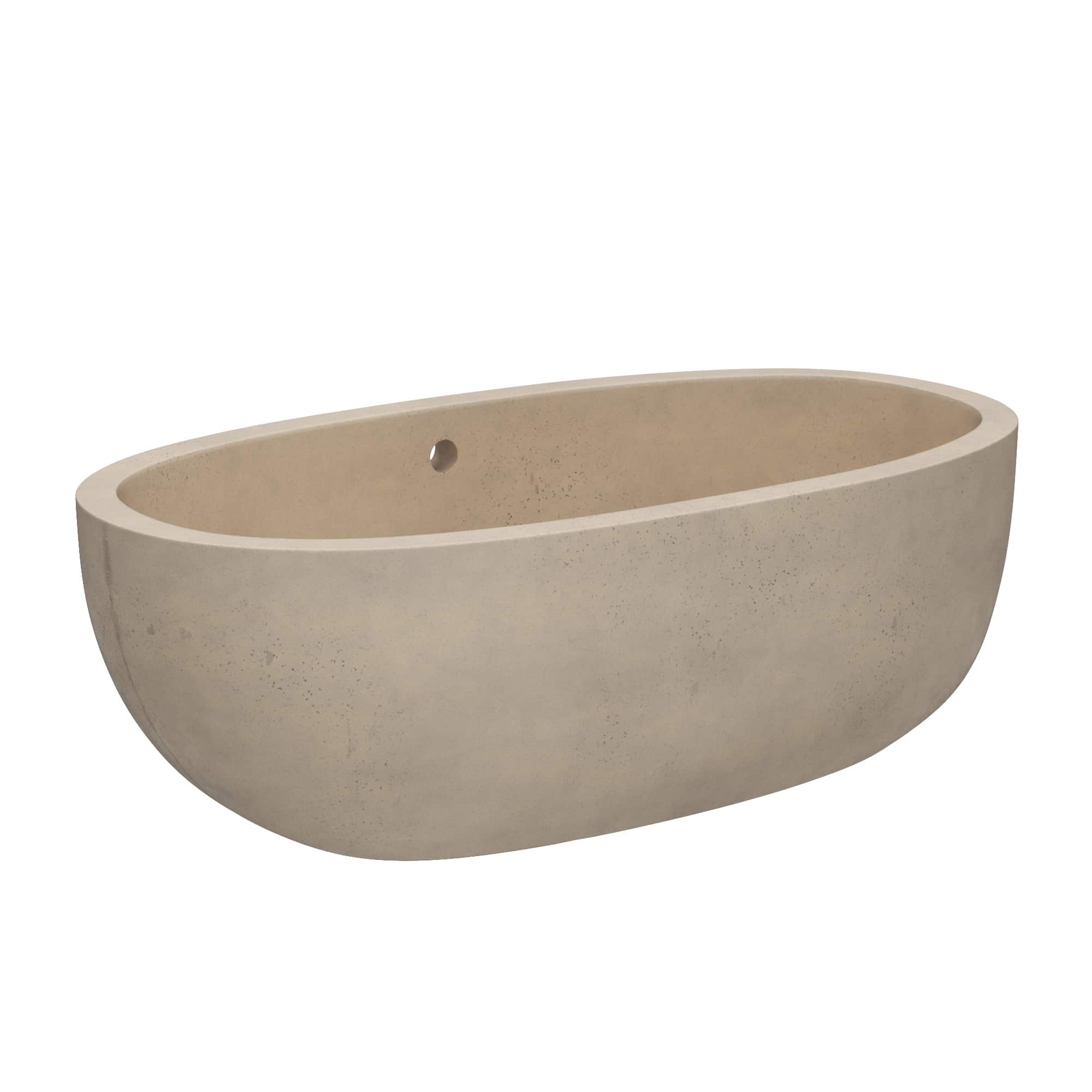 Native Trails 66" NativeStone Concrete Avalon Freestanding Bathtub, Sand, NST6636-D