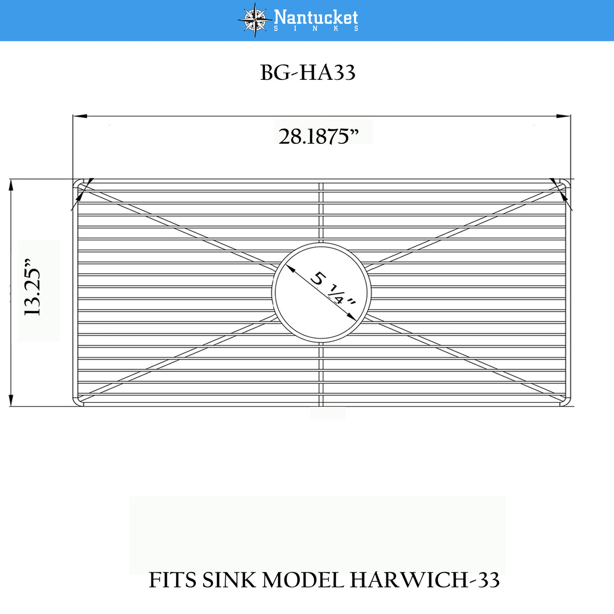 Nantucket Sinks Stainless Steel Bottom Grid BG-HA33