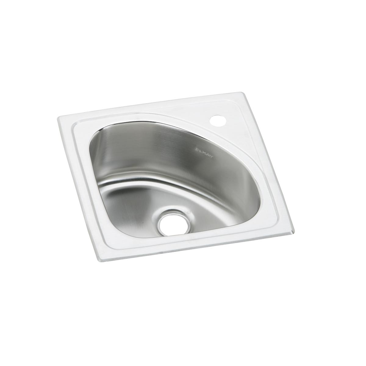 Elkay Lustertone Classic 15" D-Shape Stainless Steel ADA Bar/Prep Sink, Lustrous Satin, 1 Faucet Hole, BLGR15151