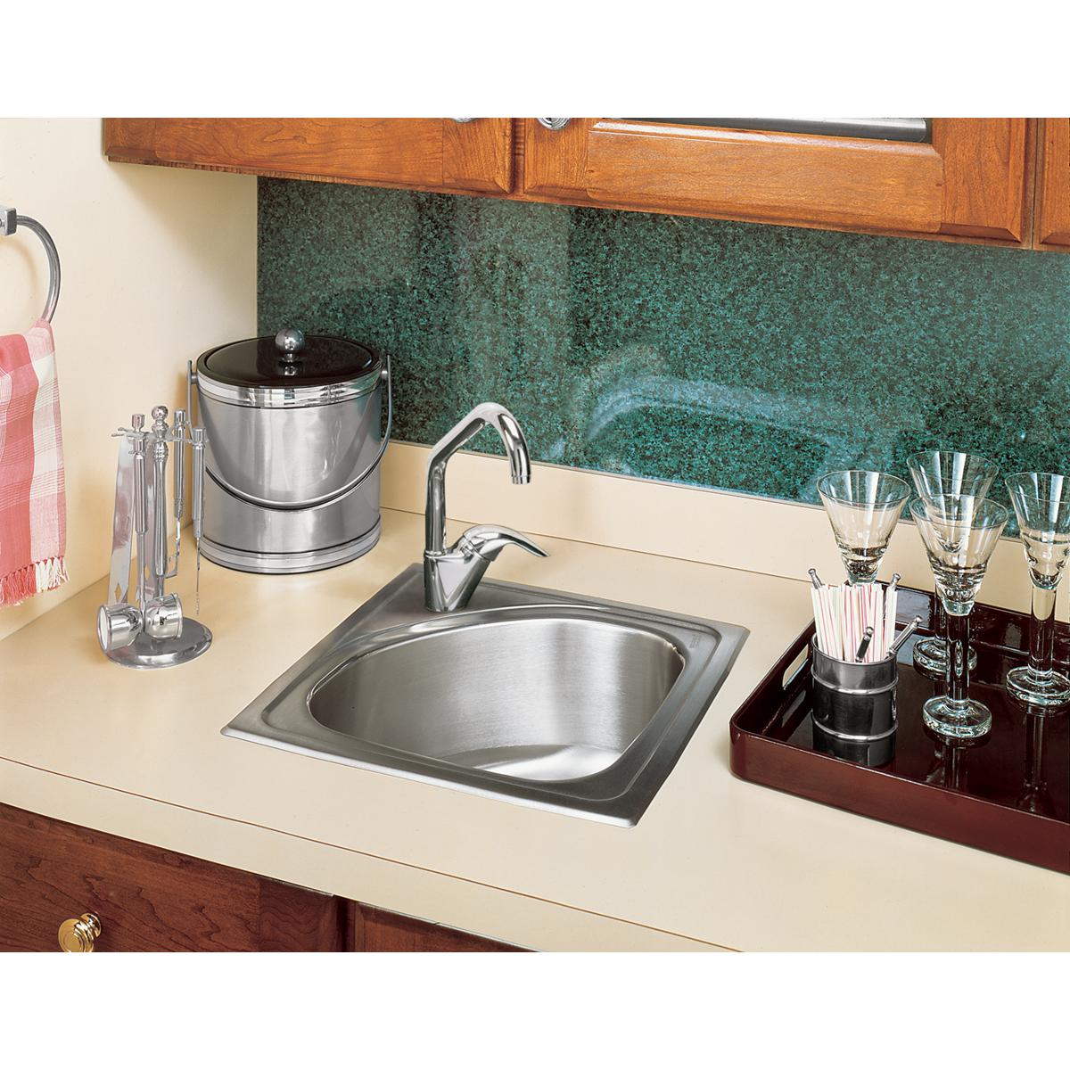 Elkay Lustertone Classic 15" D-Shape Stainless Steel ADA Bar/Prep Sink, Lustrous Satin, 1 Faucet Hole, BLGR15151