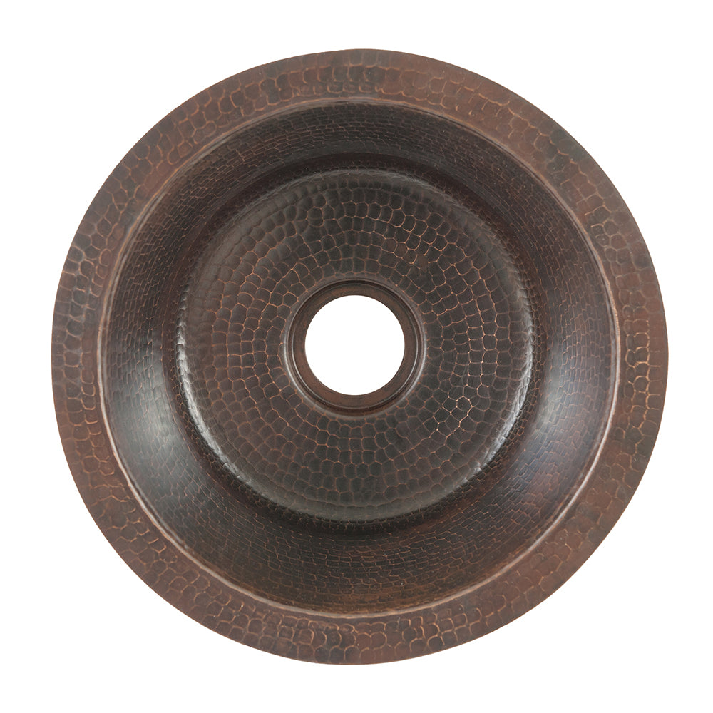 Alternate Image for Premier Copper Products 12" Round Hammered Copper Bar Sink w/ 2" Drain Opening, Matching Drain and Accessories, Oil Rubbed Bronze, BSP5_BR12DB2-B