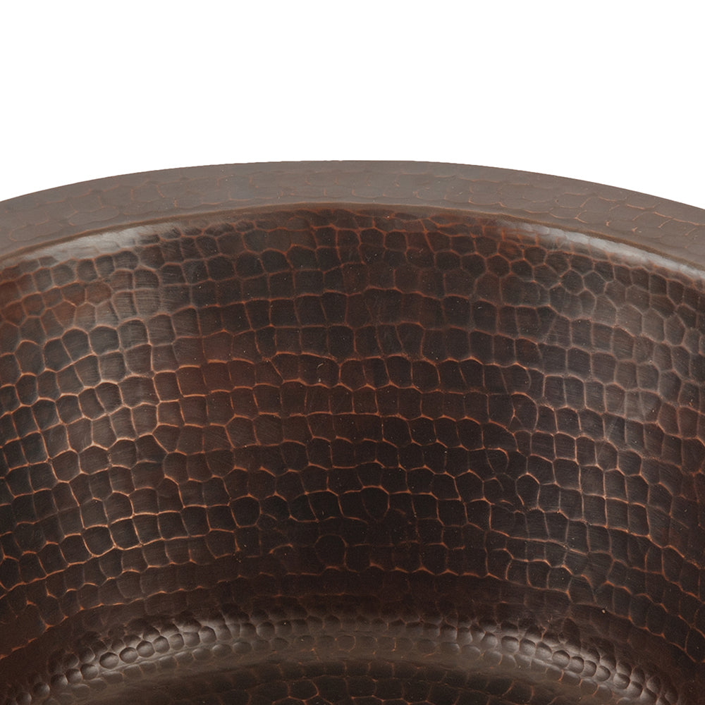 Alternate Image for Premier Copper Products 12" Round Hammered Copper Bar Sink w/ 2" Drain Opening, Matching Drain and Accessories, Oil Rubbed Bronze, BSP5_BR12DB2-B