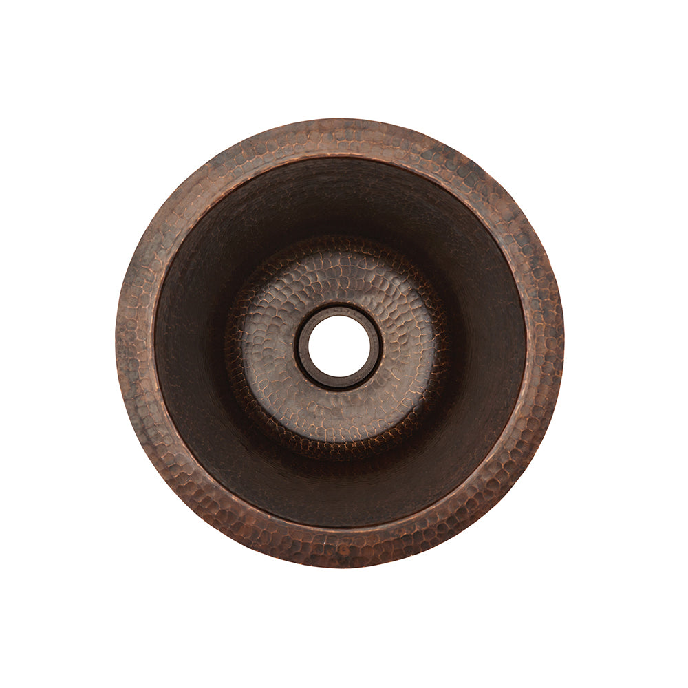 Alternate Image for Premier Copper Products 12" Round Hammered Copper Champagne Bar/Prep Sink, Matching Drain and Accessories, Oil Rubbed Bronze, BSP5_BR12WDB-B
