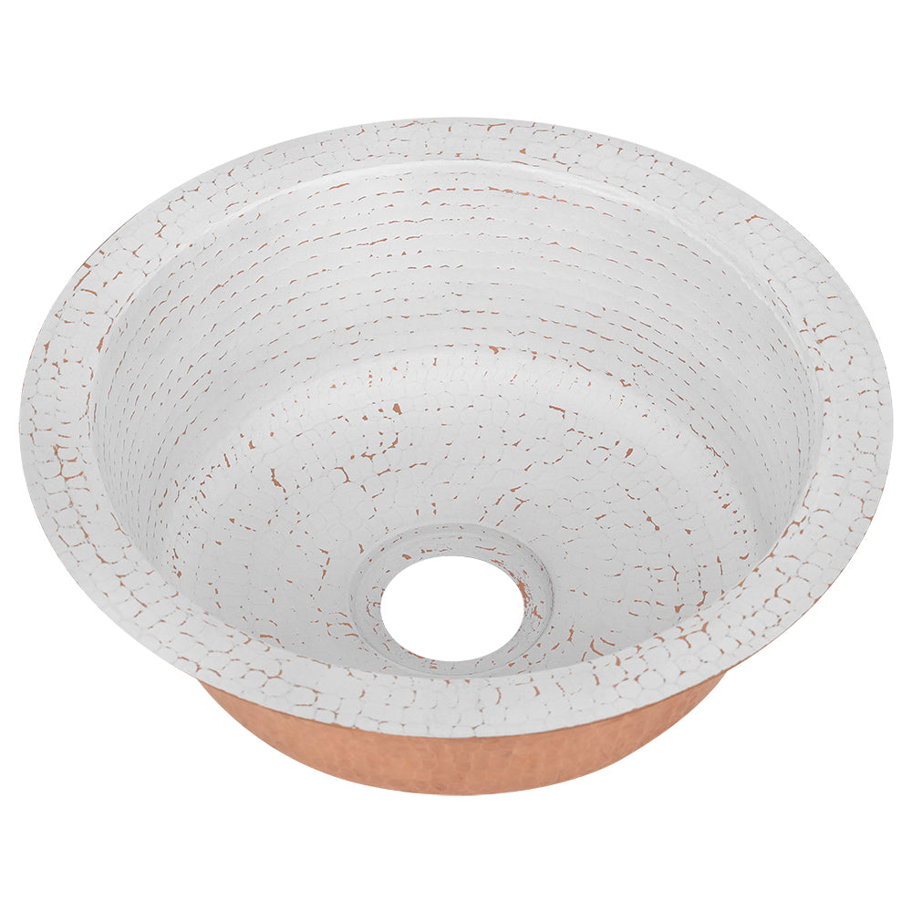 Alternate Image for Premier Copper Products 12" Round Copper Bar/Prep Sink, Glazed White, 17 Gauge, BR12WHT2
