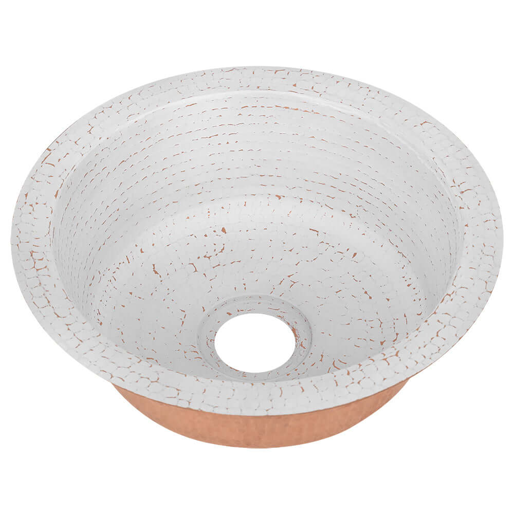 Alternate Image for Premier Copper Products 12" Round Copper Bar/Prep Sink, Glazed White, 17 Gauge, BR12WHT2