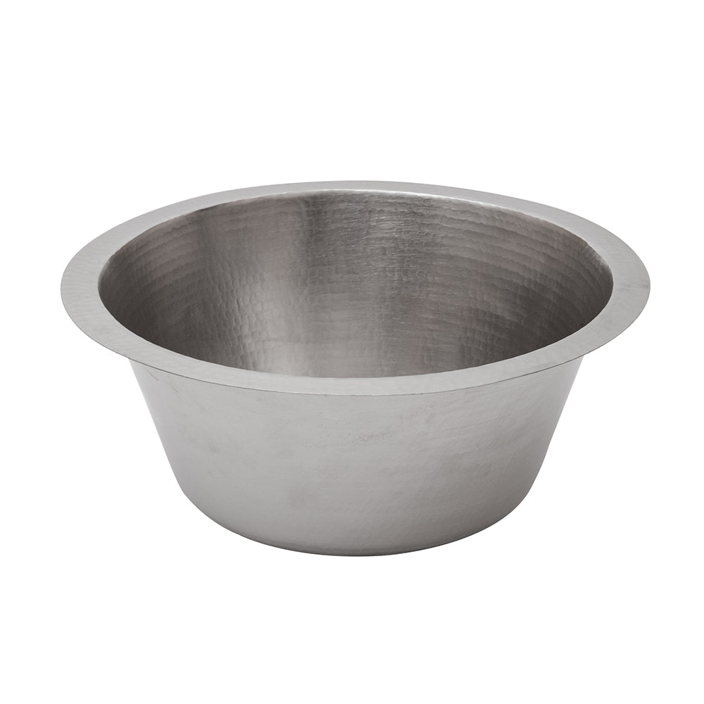 Alternate Image for Premier Copper Products 16" Round Hammered Copper Prep Bar Sink in Nickel w/ 3.5" Drain Opening, Matching Drain and Accessories, BSP5_BR16EN3-D