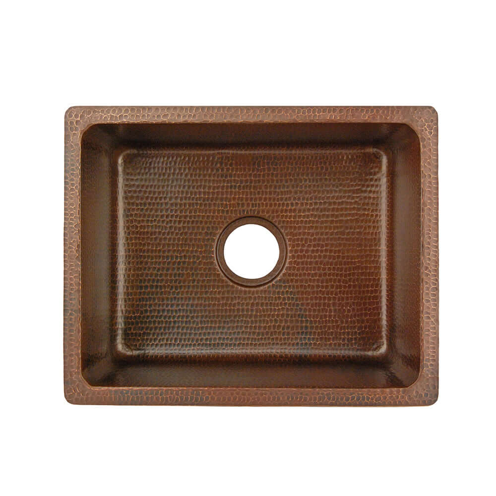 Alternate Image for Premier Copper Products 20" Hammered Copper Kitchen/Bar/Prep Single Basin Sink, Matching Drain and Accessories, Oil Rubbed Bronze, BSP5_BREC20DB-D