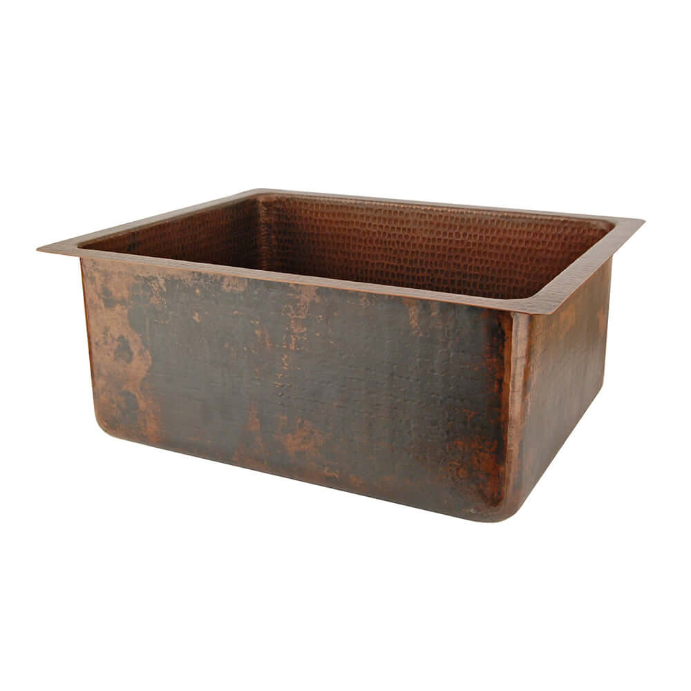 Alternate Image for Premier Copper Products 20" Hammered Copper Kitchen/Bar/Prep Single Basin Sink, Matching Drain and Accessories, Oil Rubbed Bronze, BSP5_BREC20DB-D