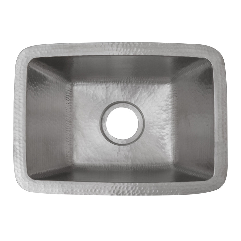 Alternate Image for Premier Copper Products 17" Rectangle Copper Prep Bar Sink in Nickel w/ 3.5" Drain Opening, Matching Drain and Accessories, BSP5_BRECEN3-D