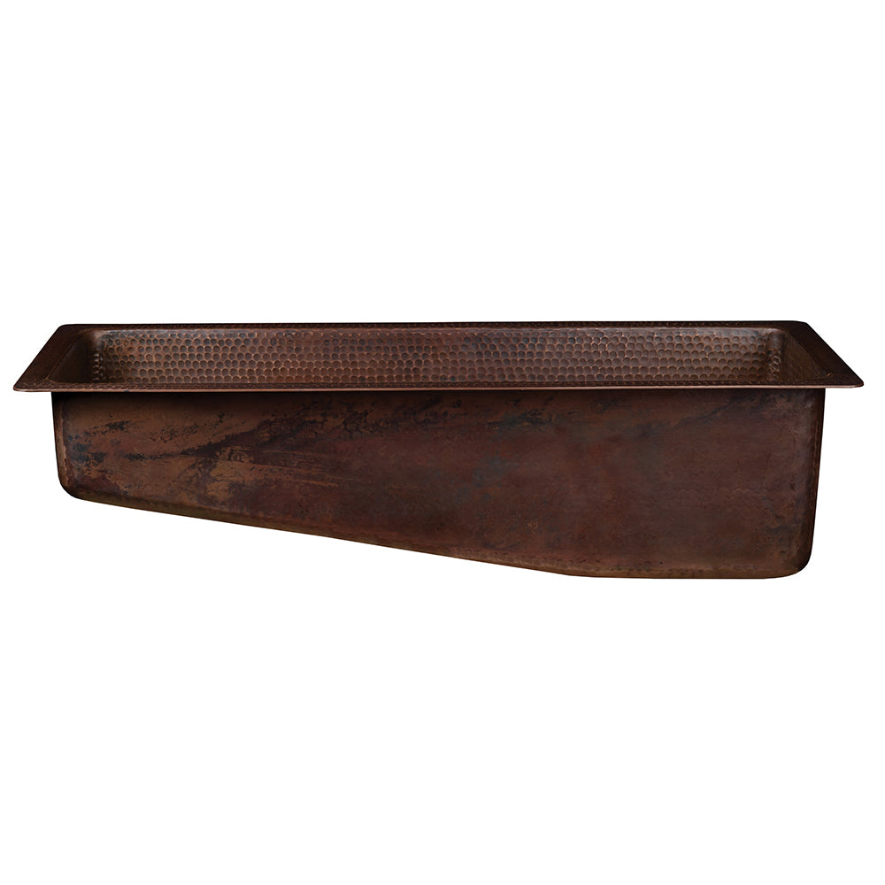 Alternate Image for Premier Copper Products 28" Rectangle Hammered Copper Slanted Bar/Prep Sink with 3.5" Drain Opening, Matching Drain and Accessories, Oil Rubbed Bronze, BSP5_BRECSL28DB3-D