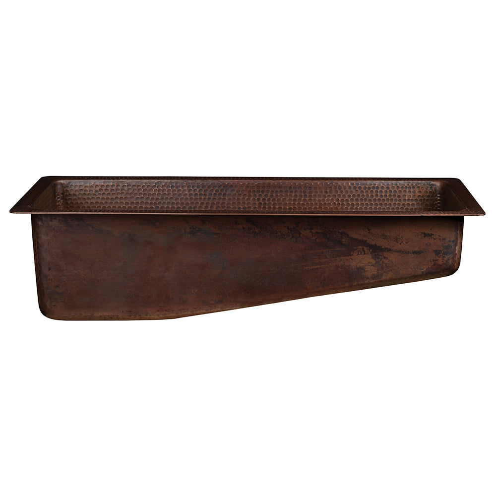 Alternate Image for Premier Copper Products 28" Rectangle Hammered Copper Slanted Bar/Prep Sink with 3.5" Drain Opening, Matching Drain and Accessories, Oil Rubbed Bronze, BSP5_BRECSL28DB3-D