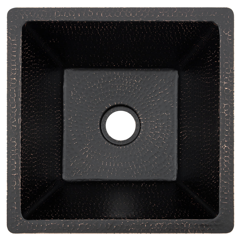 Alternate Image for Premier Copper Products 15" Square Copper Bar/Prep Sink, Glazed Black, 16 Gauge, BS15BLK2