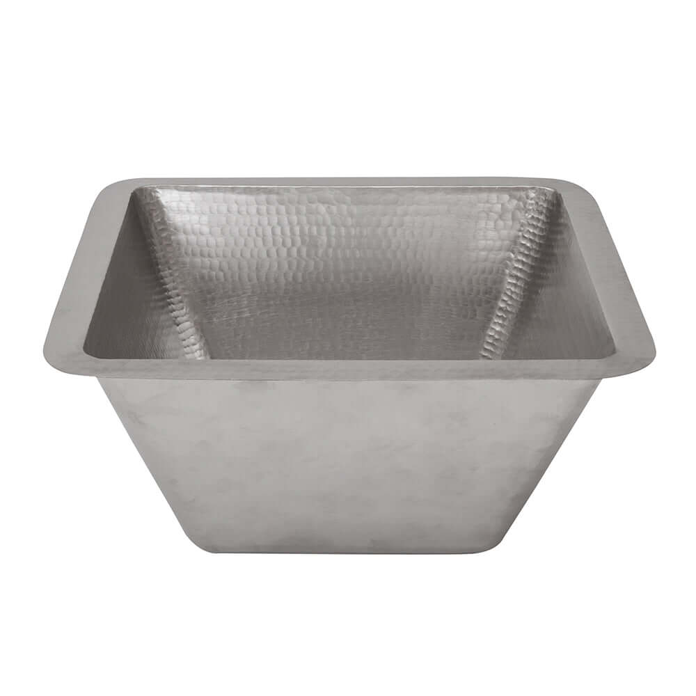 Alternate Image for Premier Copper Products 15" Square Hammered Copper Bar/Prep Sink in Nickel w/ 2" Drain Opening, Matching Drain and Accessories, BSP5_BS15EN2-B