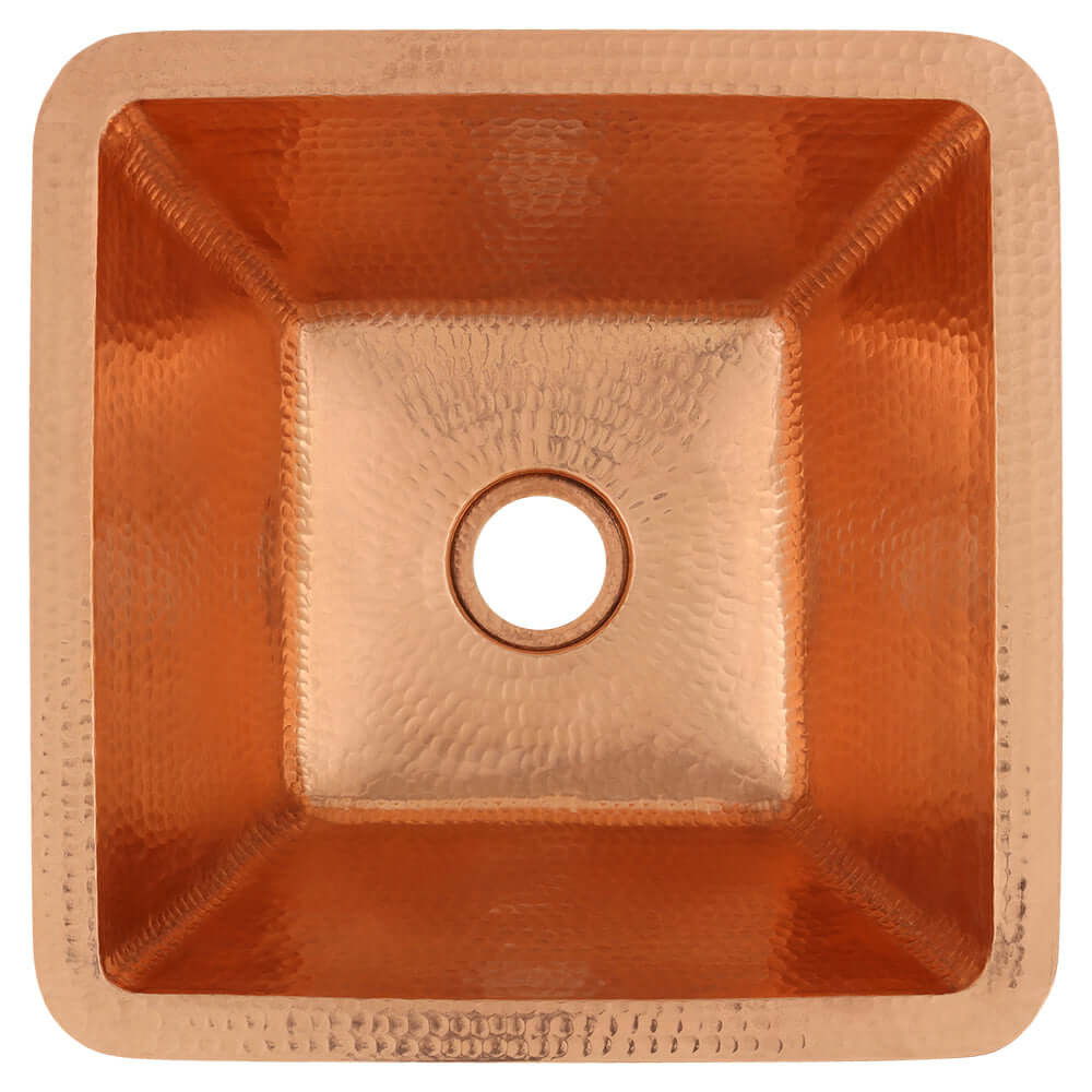 Alternate Image for Premier Copper Products 15" Square Copper Bar/Prep Sink, Polished Copper, 17 Gauge, BS15PC2