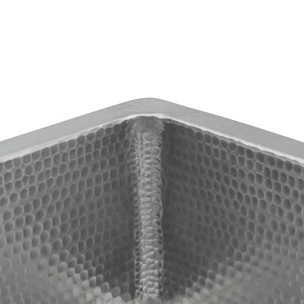 Alternate Image for Premier Copper Products 16" Square Hammered Copper Bar/Prep Sink in Nickel w/ 3.5" Drain Opening, Matching Drain and Accessories, BSP5_BS16EN3-D