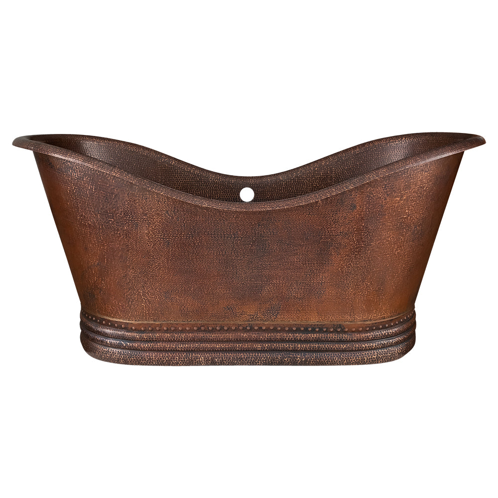 Alternate Image for Premier Copper Products 67" Hammered Copper Double Slipper Bathtub with Overflow Holes and Drain Package, Oil Rubbed Bronze, BSP5_BTD67DBOF