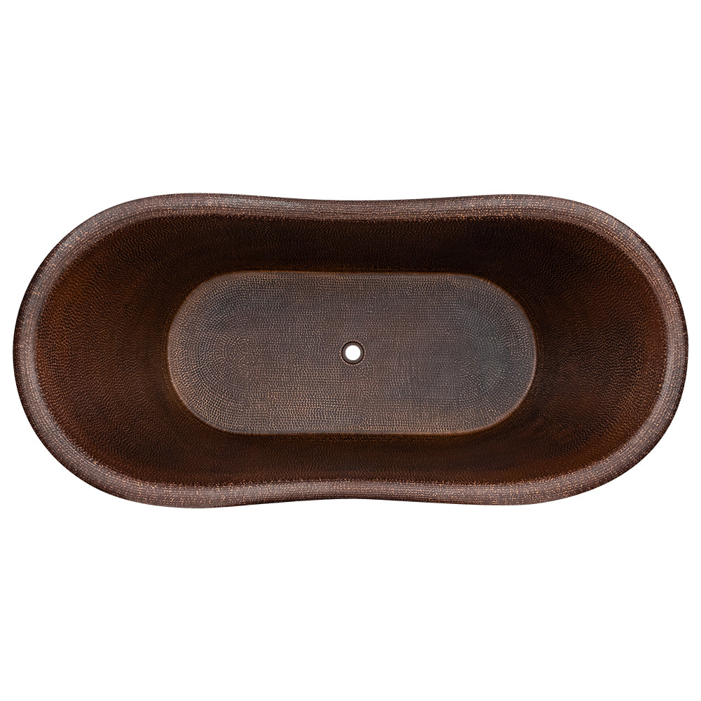 Alternative View of Premier Copper Products 67" Hammered Copper Double Slipper Bathtub, BTD67DB