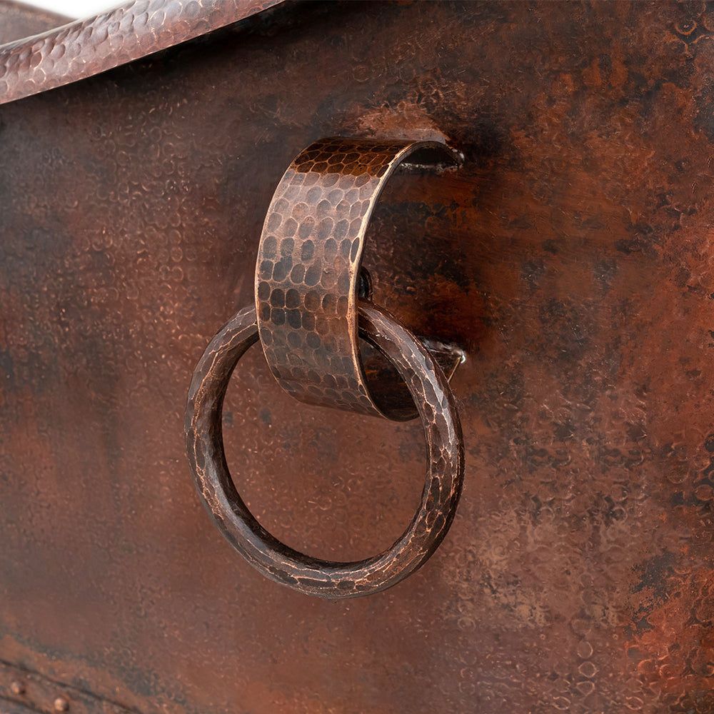 Alternate Image for Premier Copper Products 60" Hammered Copper Double Slipper Bathtub with Rings and Overflow Holes and Drain Package, Oil Rubbed Bronze, BSP5_BTDR60DBOF
