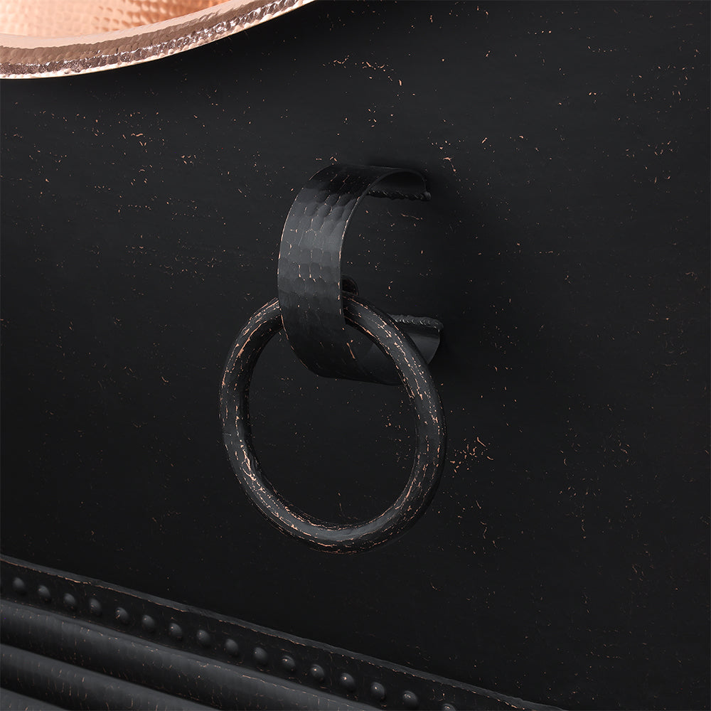 Alternate Image for Premier Copper Products 67" Hammered Copper Freestanding Bathtub, Glazed Black with Polished Copper, BTDR67BLKP