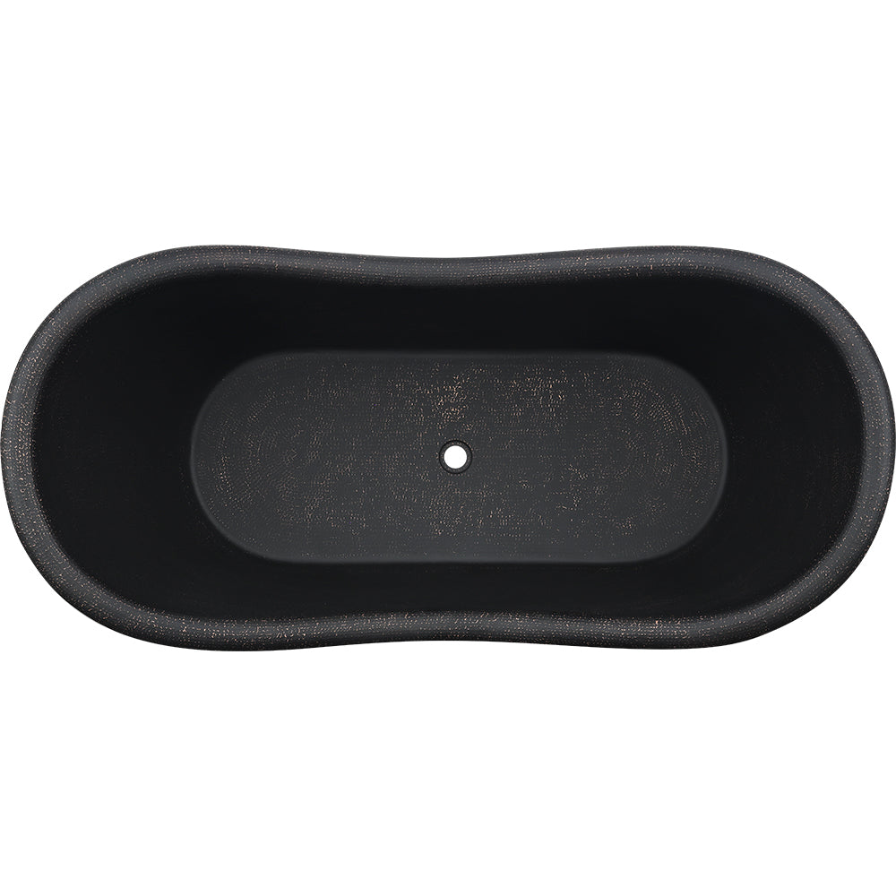 Alternate Image for Premier Copper Products 67" Hammered Copper Freestanding Bathtub, Glazed Black, BTDR67BLK