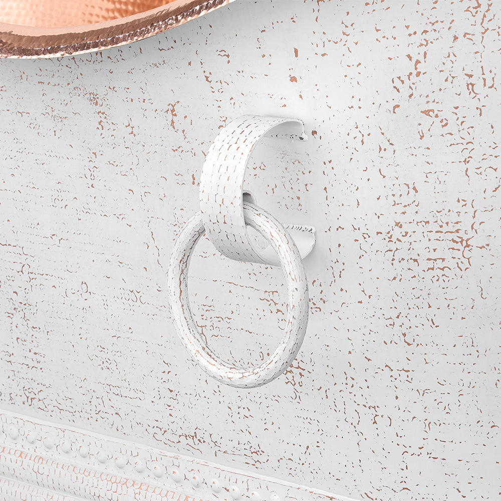 Alternate Image for Premier Copper Products 67" Hammered Copper Freestanding Bathtub, Glazed White with Polished Copper, BTDR67WHTP