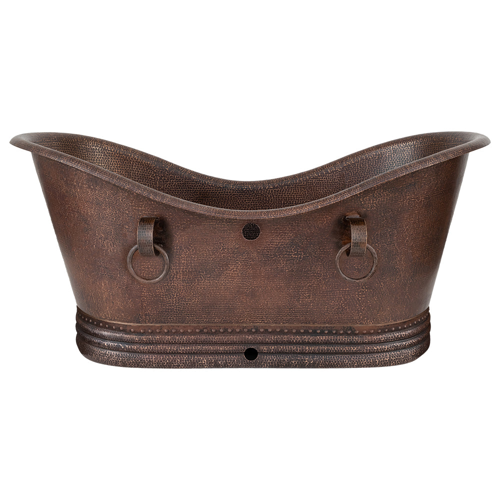 Premier Copper Products 72" Hammered Copper Freestanding Bathtub, Oil Rubbed Bronze, BTDR72DBOF