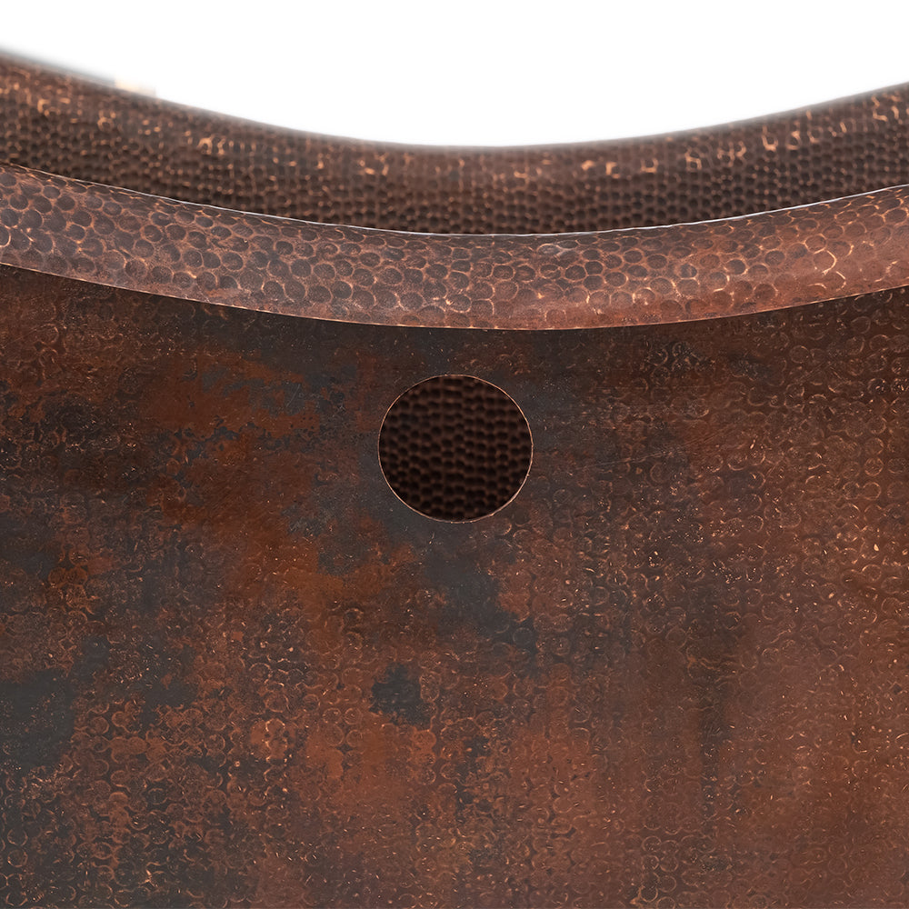 Alternate Image for Premier Copper Products 72" Hammered Copper Double Slipper Bathtub with Rings and Overflow Holes and Drain Package, Oil Rubbed Bronze, BSP5_BTDR72DBOF